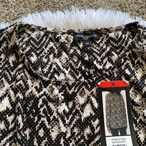 Mario Serrani Animal Snake Print Crew Neck Top New Stretchy Womens Size Medium - Picture 3 of 8